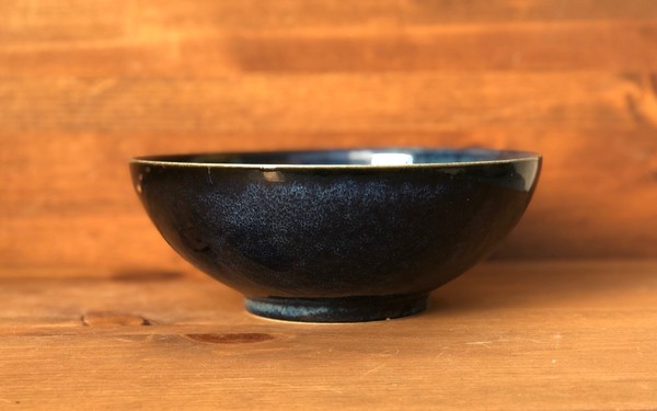 窯変紺　麺鉢　21cm