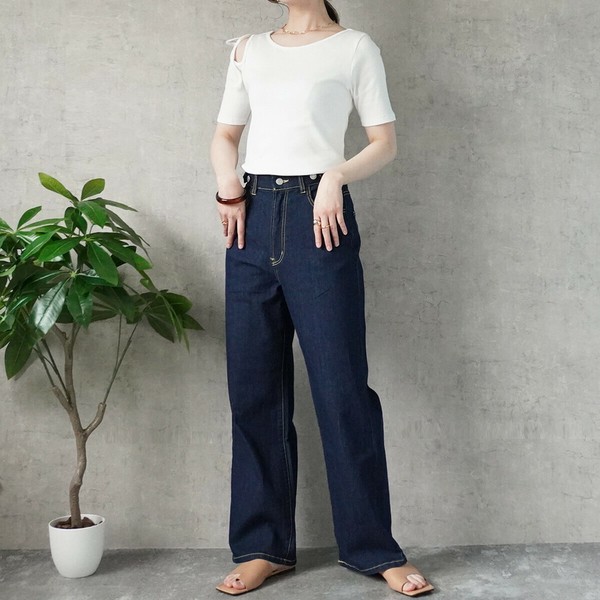 【定番品】リサイクルデニム ワイド ストレート デニム サステナブル【一部予約】