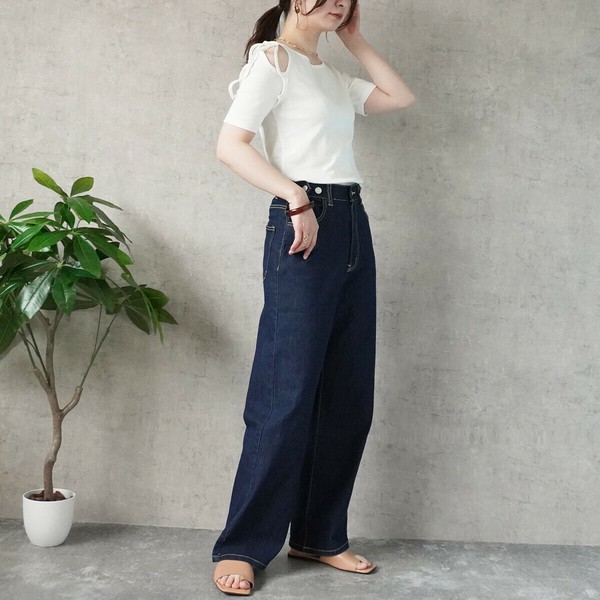【定番品】リサイクルデニム ワイド ストレート デニム サステナブル【一部予約】