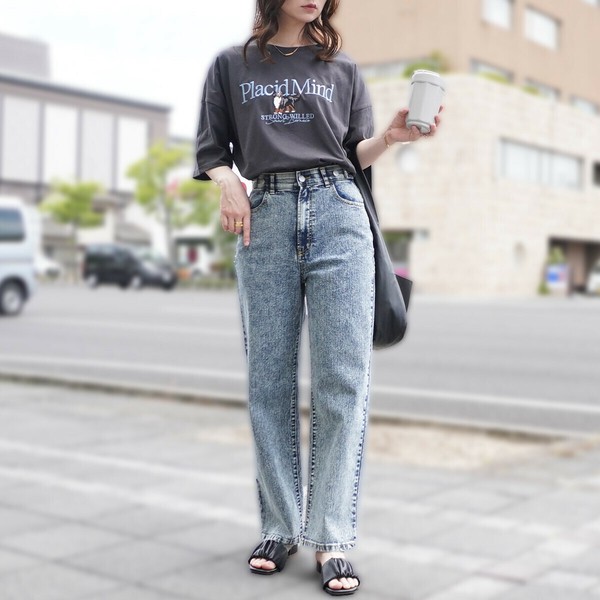 【定番品】リサイクルデニム ワイド ストレート デニム サステナブル【一部予約】