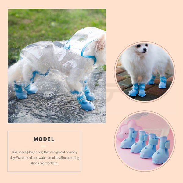 犬 靴 犬の靴 雨の日 レインシューズ 散歩用 犬用靴 防水 脱げない ドッグシューズ 1セット4個入り【K107】